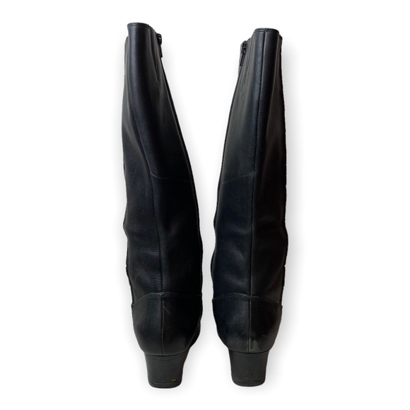 Clarks Artisan Cardy Black Leather Knee High Block Heel Boots - Picture 4 of 12